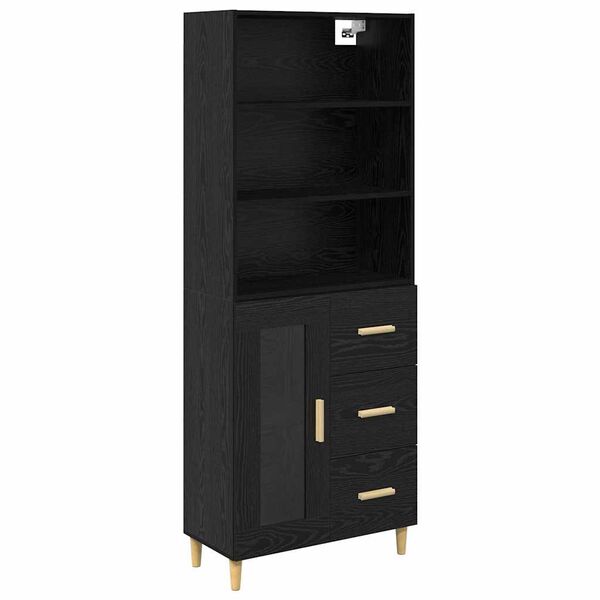vidaXL Highboard &Mu;&alpha;ύ&rho;&eta; &Omicron;&xi;&upsilon;ά 69,5 x 32,5 x 180 &epsilon;&kappa; &Epsilon;&pi;&epsilon;&xi;&epsilon;&rho;&gamma;&alpha;&sigma;&mu;έ&nu;&omicron; &xi;ύ&lambda;&omicron;