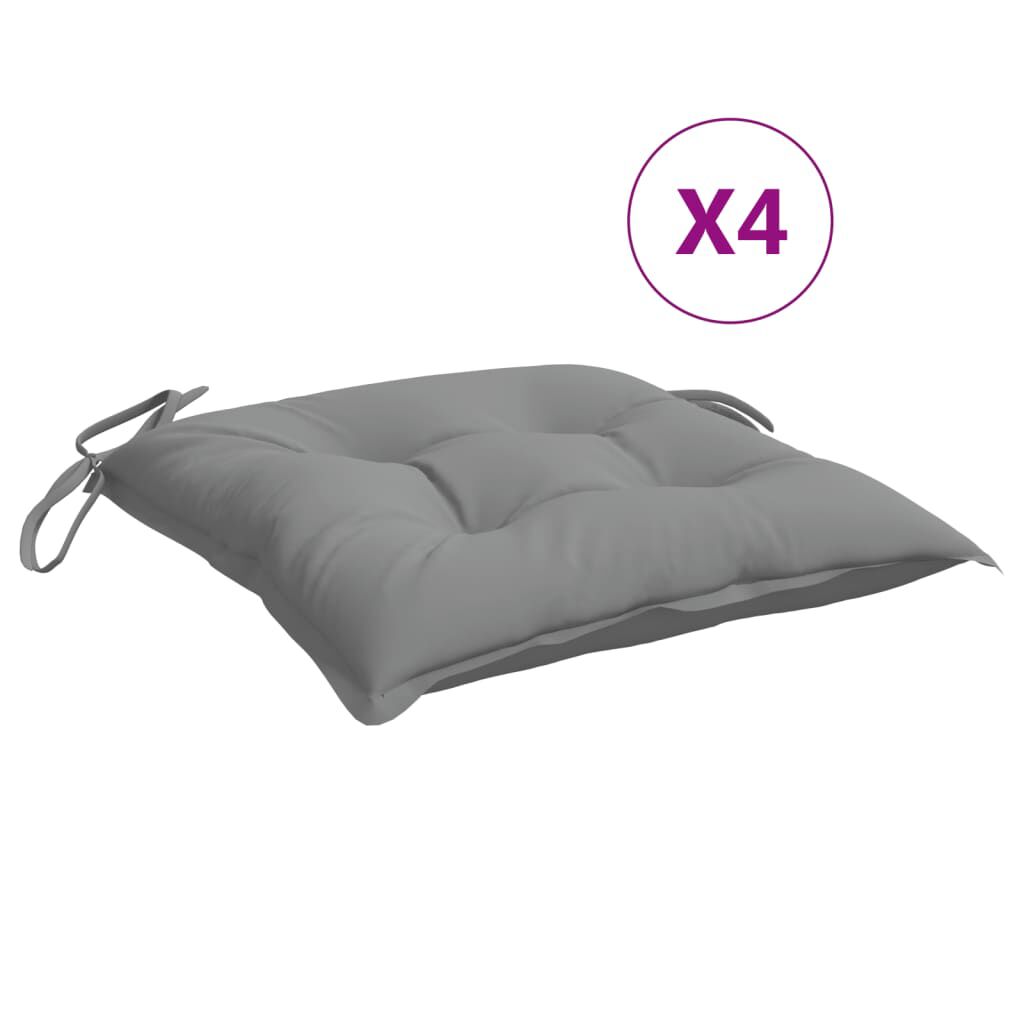 vidaXL Μαξιλάρια Καρέκλας 4 τεμ. Γκρι 50 x 50 x 7 εκ. Υφασμάτινα