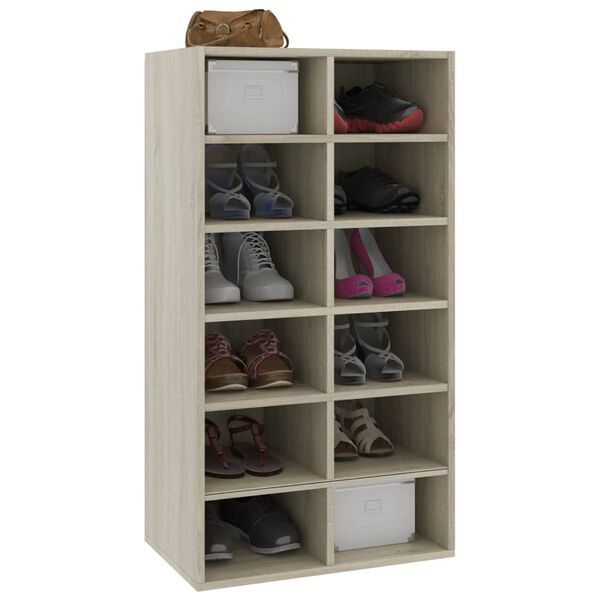vidaXL Παπουτσοθήκη Sonoma Δρυς 54x34x100,5 εκ. από Επεξεργασμένο Ξύλο