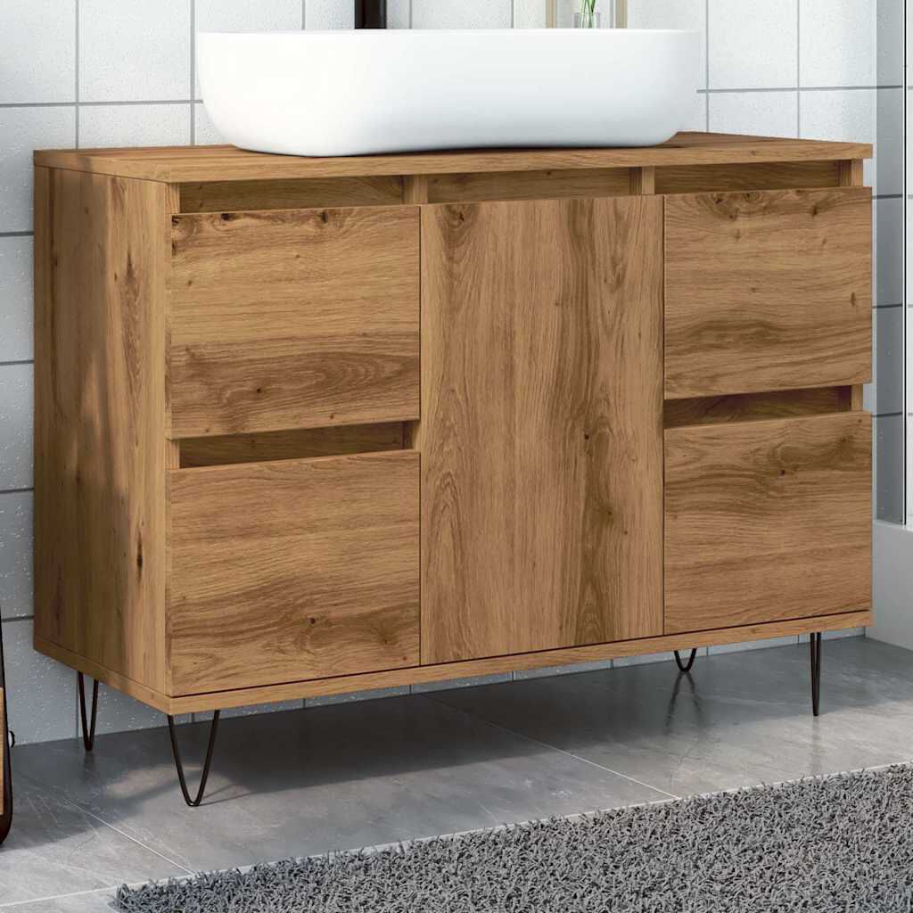 vidaXL Ντουλάπι μπάνιου Δρυς τεχνίτης 80x33x60 cm Κατασκευασμένο ξύλο