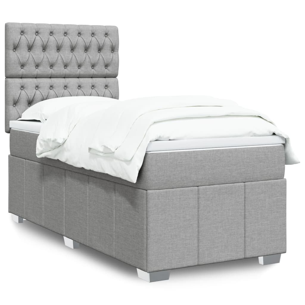 vidaXL Κρεβάτι Boxspring με Στρώμα Ανοιχτό Γκρι 80x200 εκ. Υφασμάτινο
