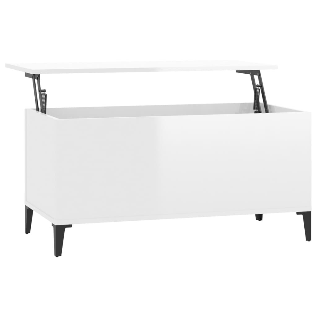 vidaXL Τραπεζάκι Σαλονιού Γυαλ. Λευκό 90x44,5x45 εκ. Επεξεργ. Ξύλο