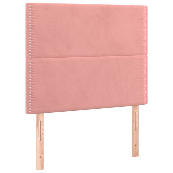 vidaXL Κρεβάτι Boxspring με Στρώμα Ροζ 90x200 εκ. Βελούδινο