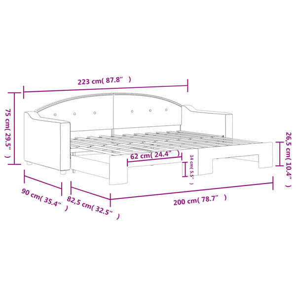 vidaXL Καναπές Κρεβάτι Συρόμενος Κρεμ 80 x 200 εκ. Υφασμάτινος
