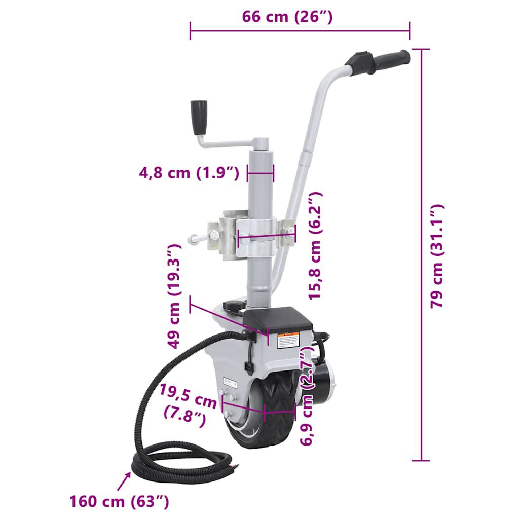 vidaXL Ποδαράκι Τρέιλερ Μηχανοκίνητο 12 V 350 W Αλουμινίου
