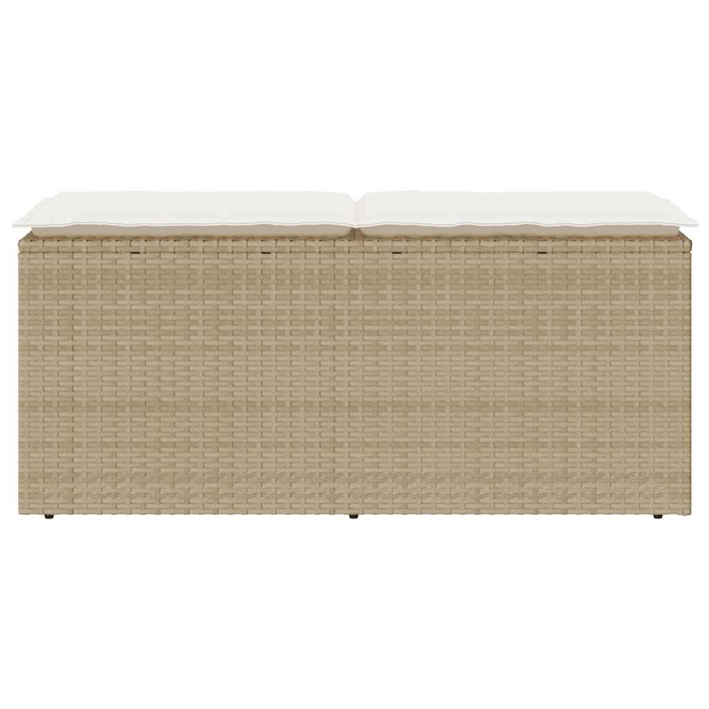 vidaXL Πάγκος κήπου με μαξιλάρι Μπεζ 110x40x44 cm Πολυ μπαστούνι
