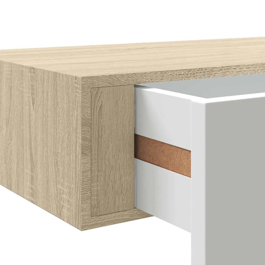 vidaXL Ράφι Επιτοίχιο με Συρτάρι Δρυς/Λευκό 60 x 23,5 x 10 εκ. από MDF