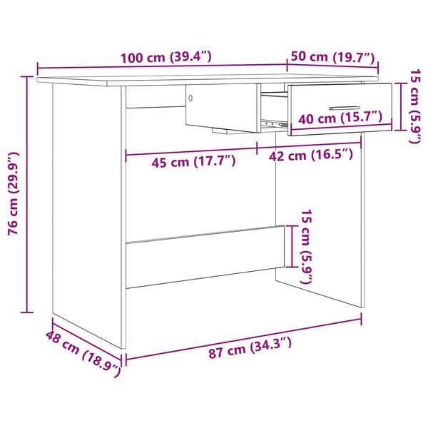 vidaXL Γραφείο Παλιό ξύλο 100 x 50 x 76 εκ. Επεξεργασμένο ξύλο