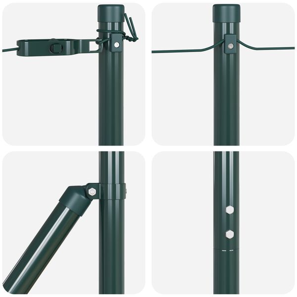 vidaXL Στύλοι Φράχτη με Βάσεις 7 τεμ Ø32mm 88,5cm Γαλβανισμένο Ατσάλι