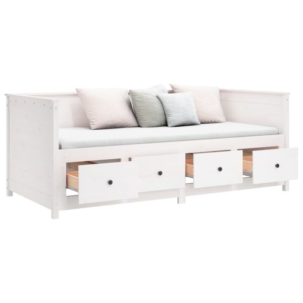 vidaXL Κρεβάτι ημέρας χωρίς στρώμα Λευκό 75x190 cm Στερεό ξύλο πεύκο