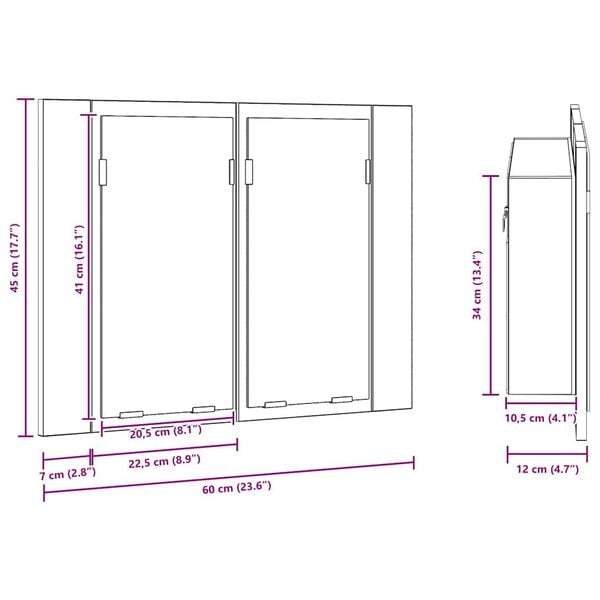 vidaXL Καθρέφτης Μπάνιου με Ντουλάπι LED Λευκός 60x12x45 εκ. Ακρυλικός