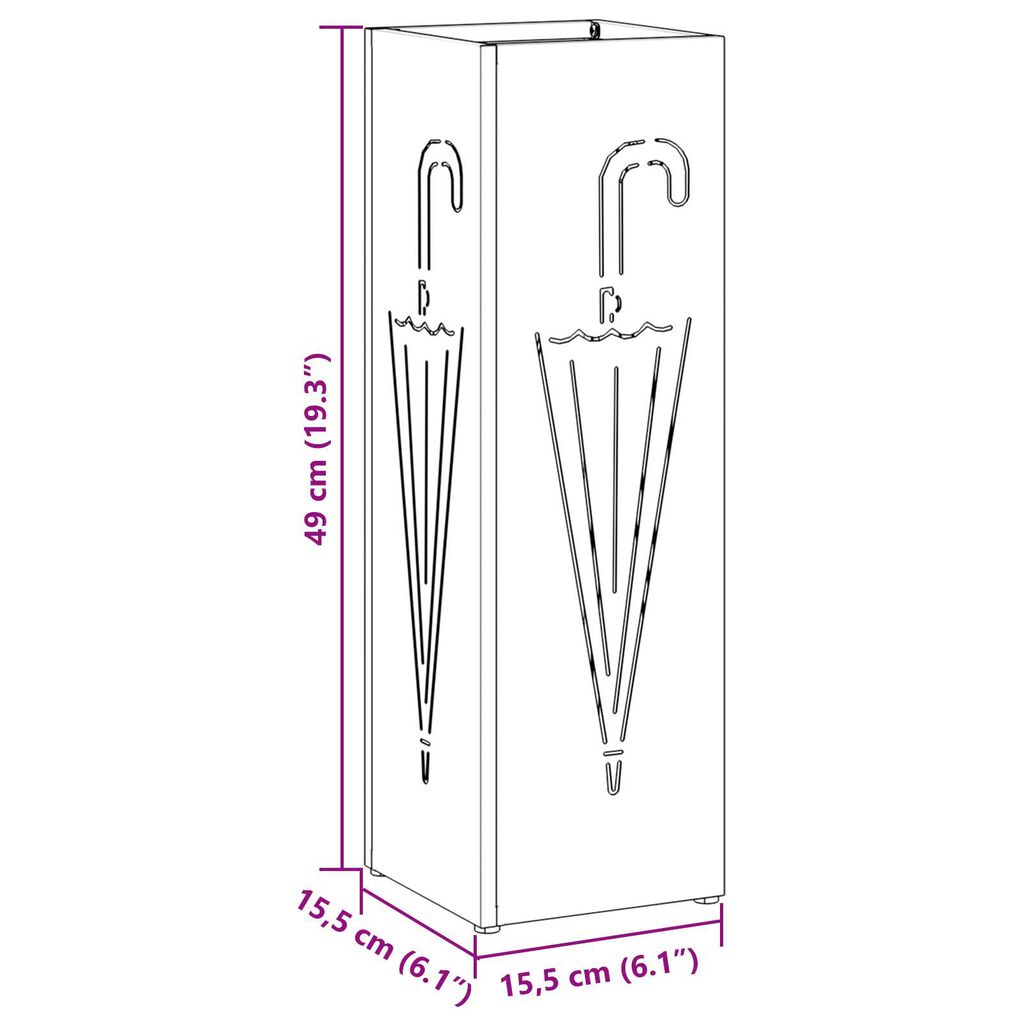 vidaXL Σχέδιο & βάση αποθήκευσης Ανθρακί 15.5 x 15.5 x 49 εκ Ατσάλι
