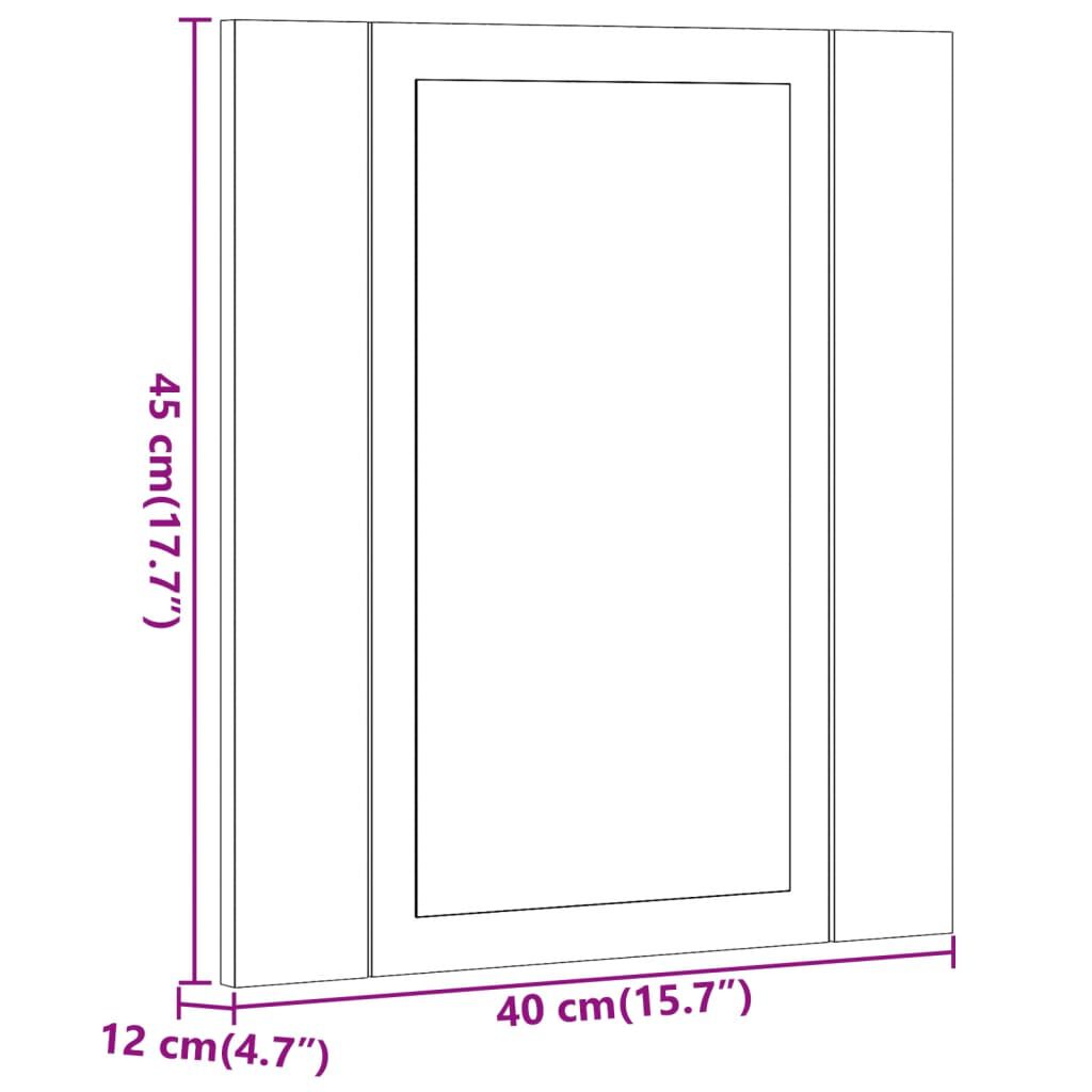 vidaXL Έπιπλο Καθρέφτη Μπάνιου LED Αρτισιανή Δρυς 40x12x45εκ Επεξ.Ξύλο