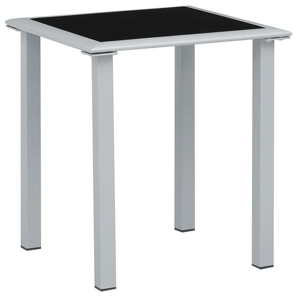 vidaXL Τραπέζι Κήπου Μαύρο/Ασημί 41x41x45 εκ. από Ατσάλι και Γυαλί