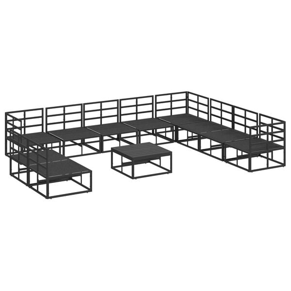 vidaXL Σετ Καναπέ Κήπου 11 pcs Μαύρο 70 x 70 x 32 εκ Αλουμίνιο