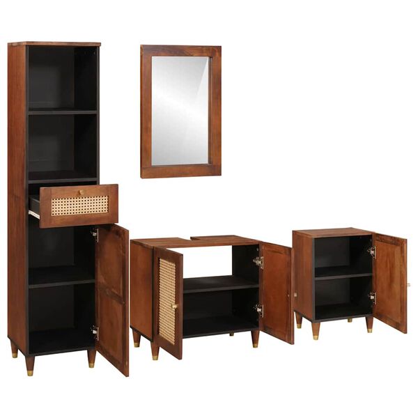 vidaXL Έπιπλα μπάνιου με συρτάρι Επιτοίχιο 4 pcs 38 x 33 x 160 εκ.