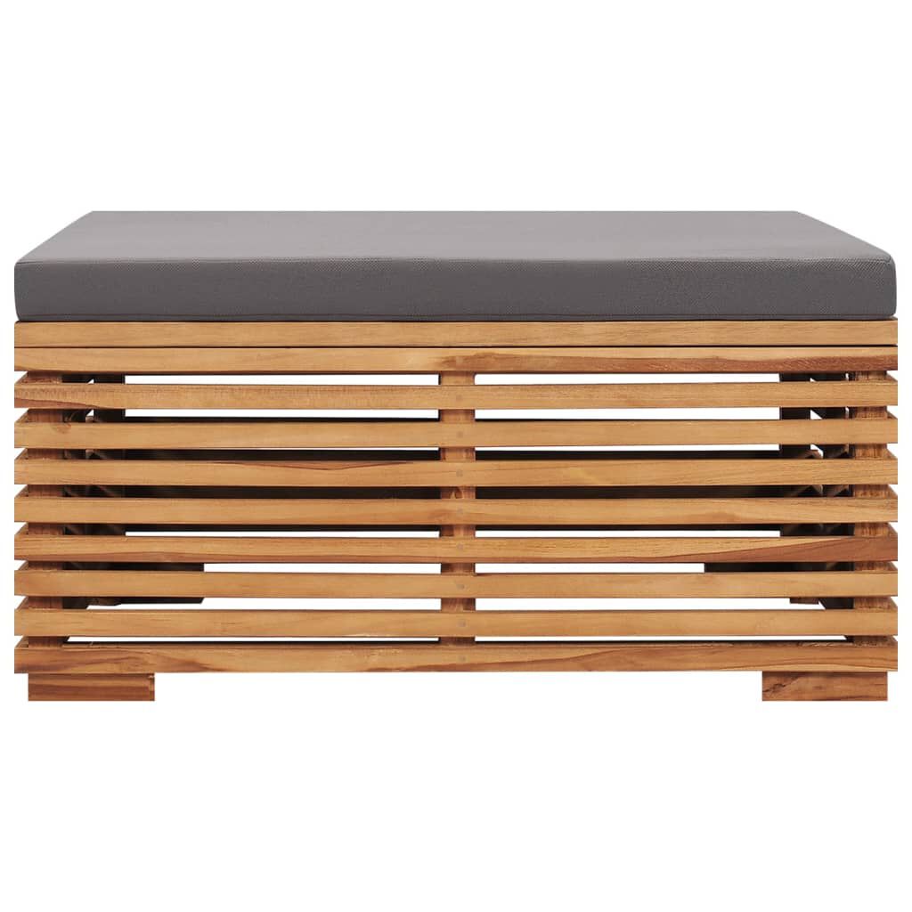 vidaXL Σετ Τραπέζι Κήπου & Υποπόδιο Μασίφ Ξύλο Teak με Γκρι Μαξιλάρι