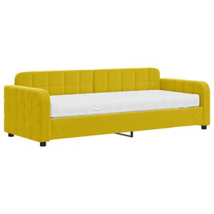 vidaXL Καναπές Κρεβάτι με Στρώμα Κίτρινο 80 x 200 εκ. Βελούδινος