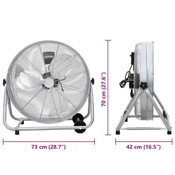 vidaXL Ανεμιστήρας τύπου τυμπάνου με τροχούς 73 x 42 x 70 εκ Αλουμίνιο