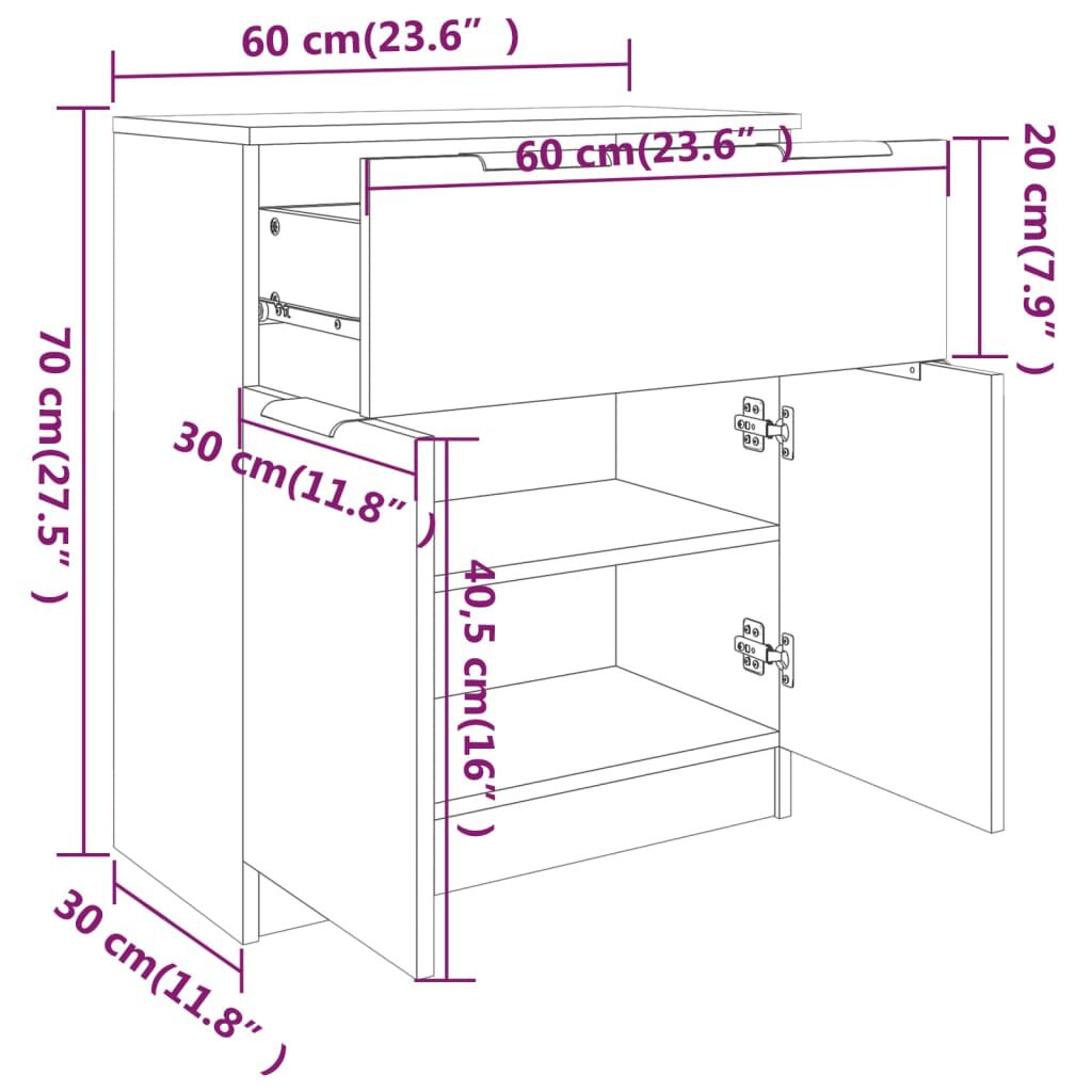 vidaXL Ντουλάπι Γκρι Sonoma 60 x 30 x 70 εκ. από Επεξεργασμένο Ξύλο