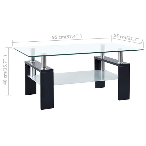 vidaXL Τραπεζάκι Σαλονιού Μαύρο και Διαφανές 95x55x40 εκ. Ψημένο Γυαλί