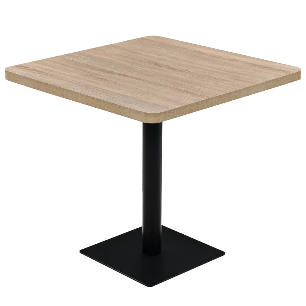 vidaXL Τραπέζι Bistro Τετράγωνο Χρώμα Δρυός 80x80x75 εκ. MDF/Ατσάλι