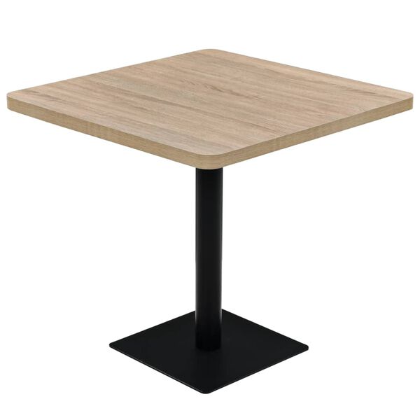 vidaXL Τραπέζι Bistro Τετράγωνο Χρώμα Δρυός 80x80x75 εκ. MDF/Ατσάλι
