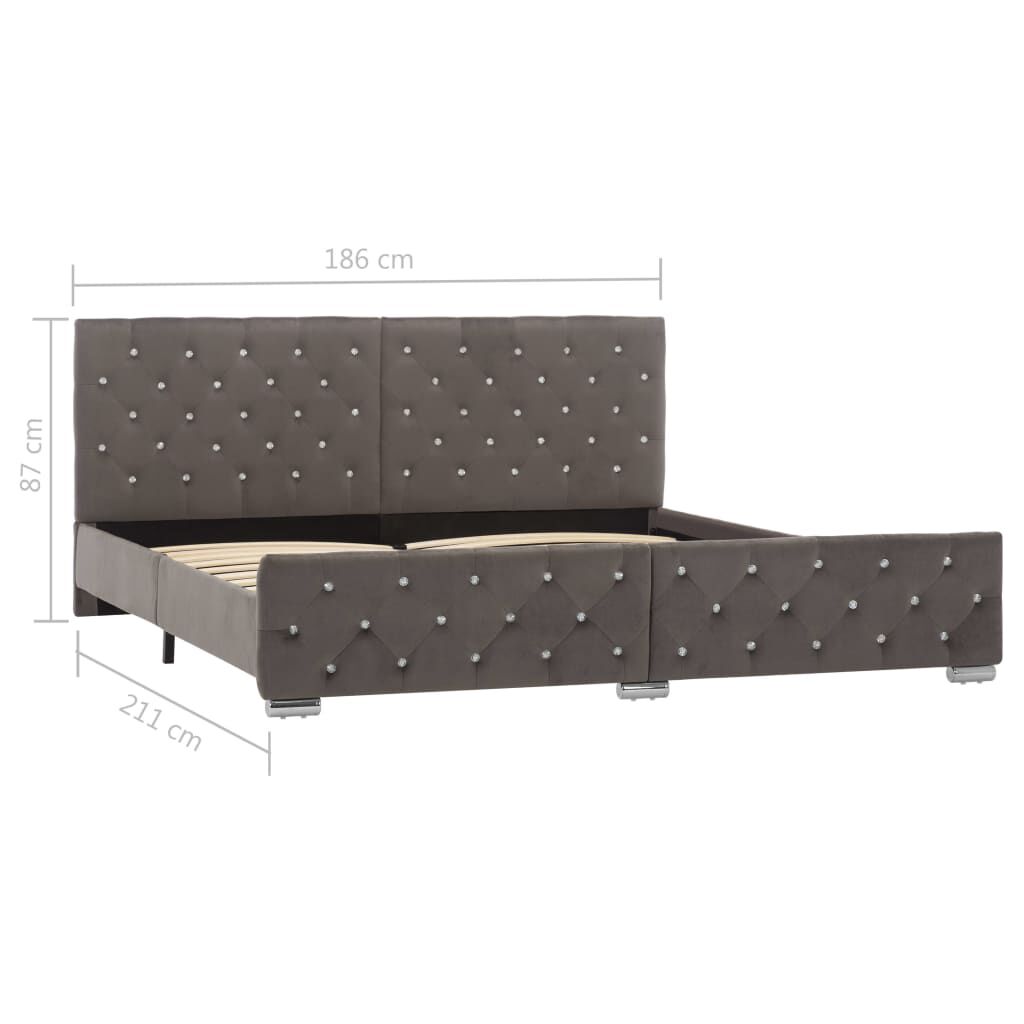 vidaXL Πλαίσιο Κρεβατιού Γκρι 180 x 200 εκ. Βελούδινο