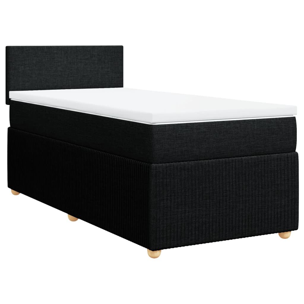 vidaXL Κρεβάτι Boxspring με Στρώμα Μαύρο 90x200 εκ. Υφασμάτινο