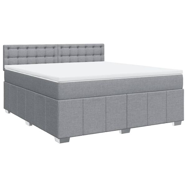 vidaXL Κρεβάτι Boxspring με Στρώμα Ανοιχτό Γκρι 180x200 εκ. Υφασμάτινο