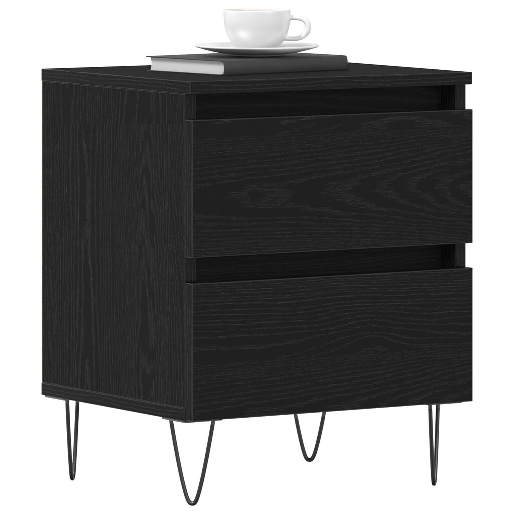 vidaXL Κομοδίνα 2 τεμάχια Μαύρη Δρυς 40x35x50 εκ Επεξεργασμένο Ξύλο