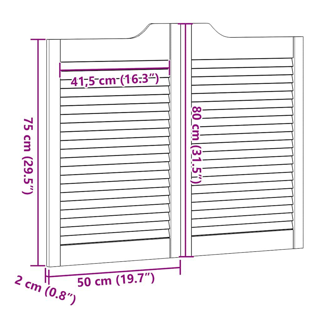 vidaXL Swing Doors Louvred Design 2 ζευγών Λευκό 80x100 cm