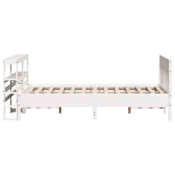 vidaXL Σκελετός Κρεβ. Χωρίς Στρώμα Λευκό 135x190 εκ Μασίφ Πεύκο