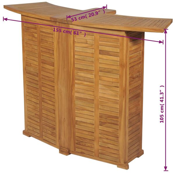 vidaXL Τραπέζι Μπαρ Πτυσσόμενο 155 x 53 x 105 εκ. από Μασίφ Ξύλο Teak