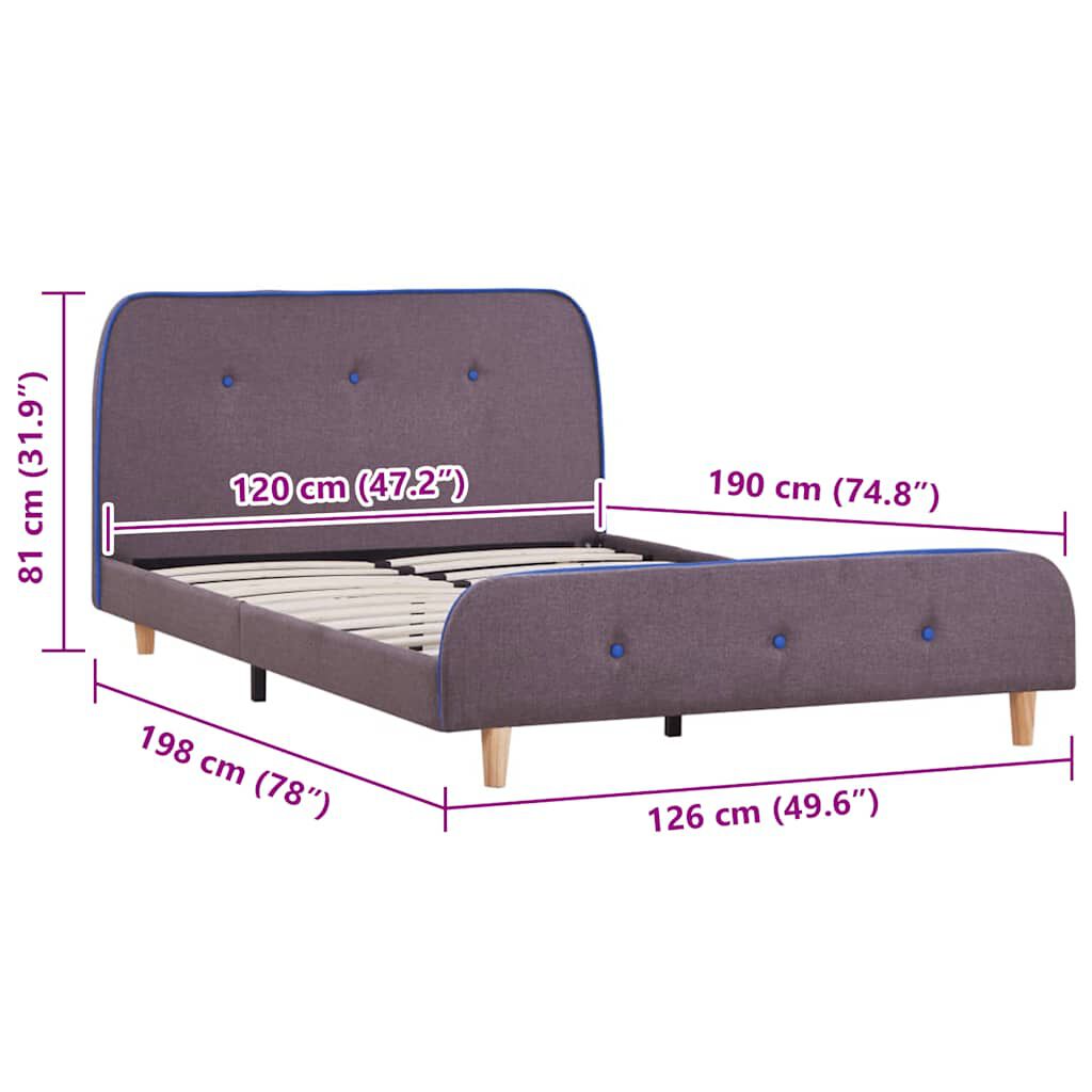 vidaXL Πλαίσιο Κρεβατιού χωρίς στρώμα Taupe 120x190 εκ. Υφασμάτινο