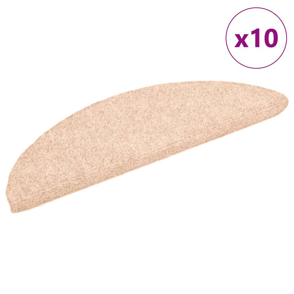 vidaXL Πατάκια Σκάλας Αυτοκόλλητα 10 τεμ. Κρεμ 56x17x3 εκ Βελονιασμένα