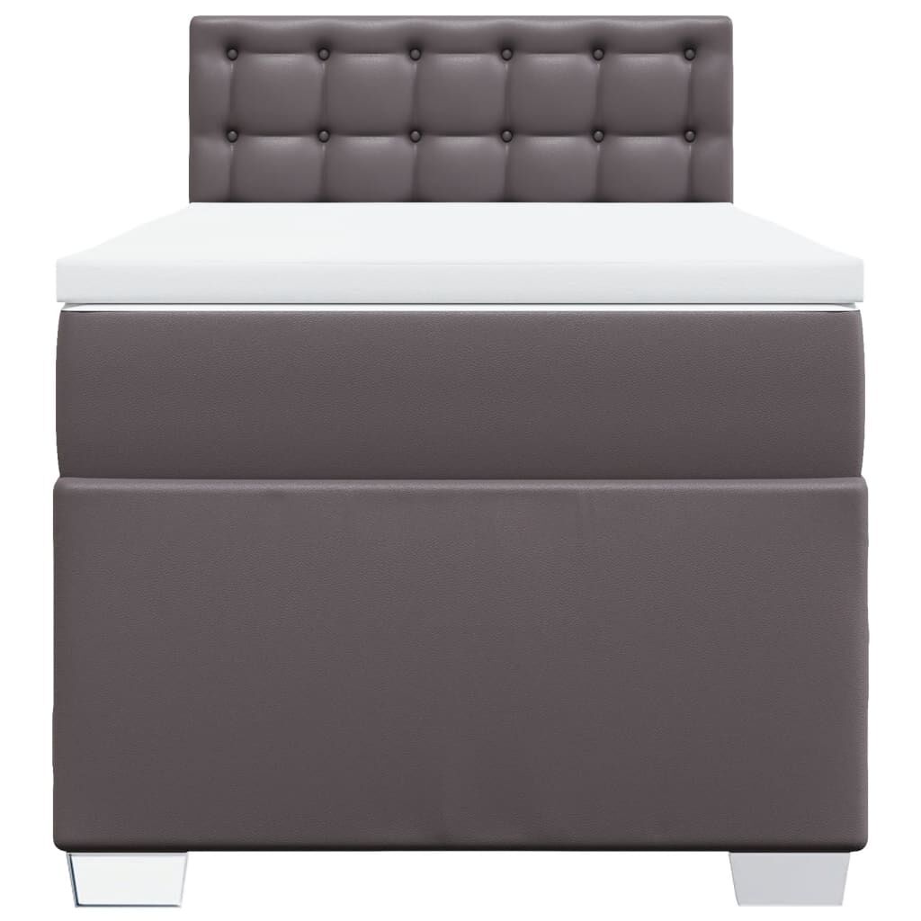 vidaXL Κρεβάτι Boxspring με Στρώμα Γκρι 100x200εκ. από Συνθετικό Δέρμα