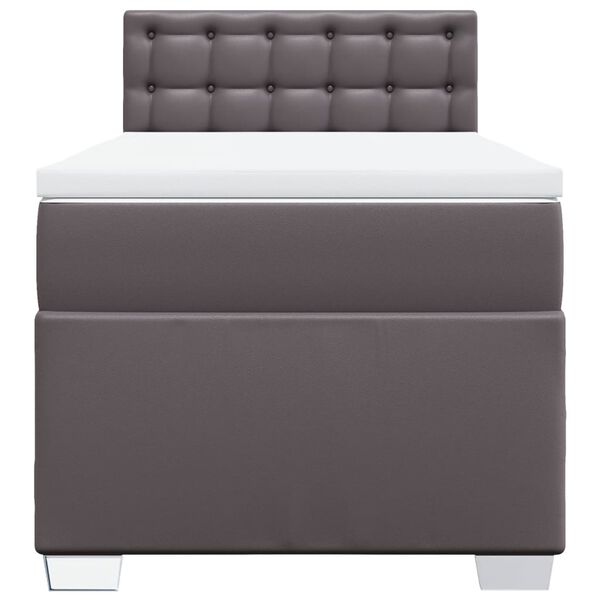 vidaXL Κρεβάτι Boxspring με Στρώμα Γκρι 100x200εκ. από Συνθετικό Δέρμα