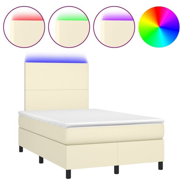 vidaXL &Kappa;&rho;&epsilon;&beta;ά&tau;&iota; Boxspring &mu;&epsilon; &Sigma;&tau;&rho;ώ&mu;&alpha; & LED &Kappa;&rho;&epsilon;&mu; 120x200 &epsilon;&kappa;. &Sigma;&upsilon;&nu;&theta;. &Delta;έ&rho;&mu;&alpha;