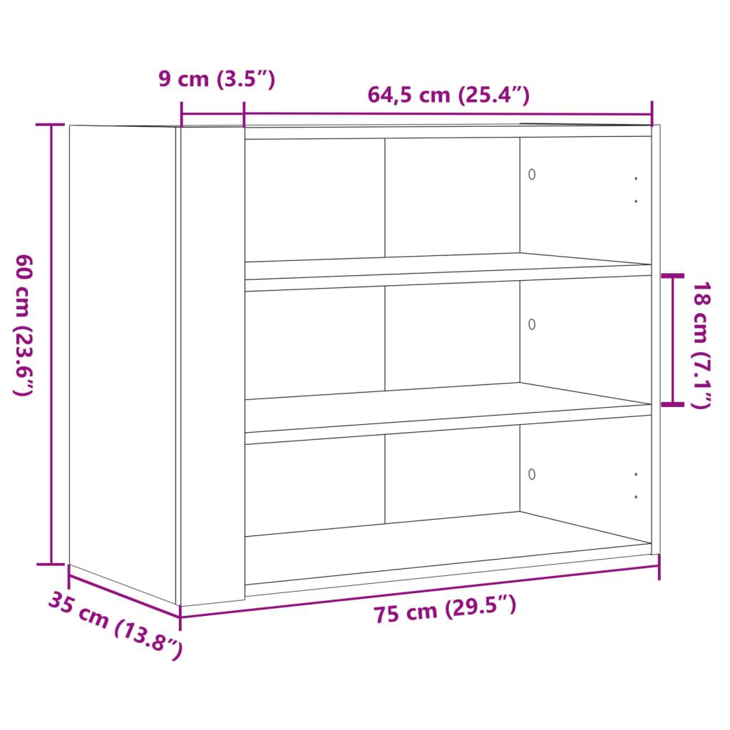 vidaXL Ντουλάπι Τοίχου Γκρι Sonoma 75x35x60 εκ. από Επεξεργασμένο Ξύλο