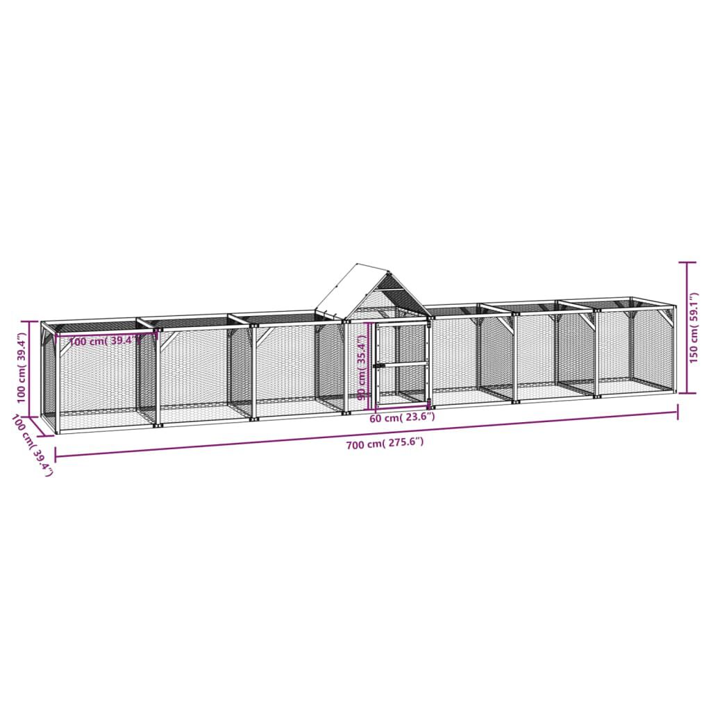 vidaXL Κοτέτσι 700x100x150 εκ. από Μασίφ Εμποτισμένο Ξύλο Πεύκου