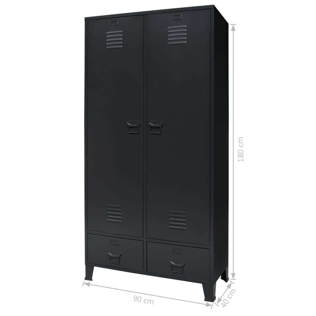 vidaXL Ντουλάπα με Βιομηχανικό Στιλ Μαύρη 90 x 40 x 180 εκ. Μεταλλική