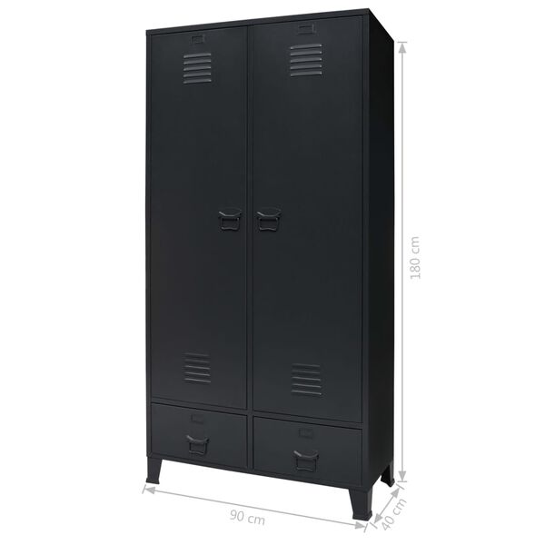 vidaXL Ντουλάπα με Βιομηχανικό Στιλ Μαύρη 90 x 40 x 180 εκ. Μεταλλική