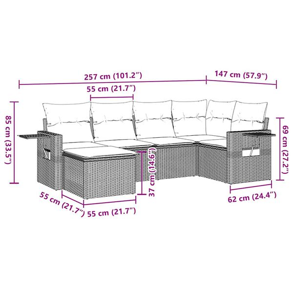 vidaXL &Kappa;&alpha;&nu;&alpha;&pi;έ&sigmaf; &Sigma;&epsilon;&tau; 7 &Tau;&epsilon;&mu;&alpha;&chi;ί&omega;&nu; &Mu;&alpha;ύ&rho;&omicron; &Sigma;&upsilon;&nu;&theta;&epsilon;&tau;&iota;&kappa;ό &Rho;&alpha;&tau;ά&nu; &mu;&epsilon; &Mu;&alpha;&xi;&iota;&lambda;ά&rho;&iota;&alpha;