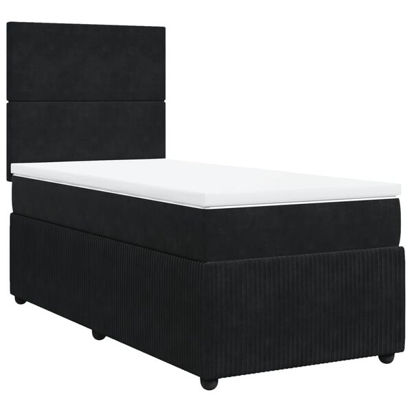 vidaXL Κρεβάτι Boxspring με Στρώμα Μαύρο 90x190 εκ. Βελούδινο