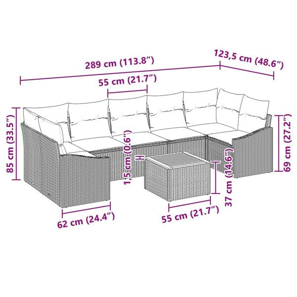 vidaXL Σετ Καναπέ Κήπου 8 pcs Μπεζ και λευκό
