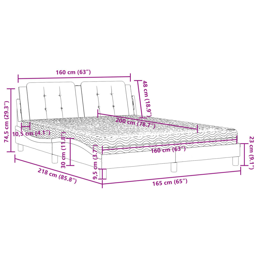 vidaXL Κρεβάτι με Στρώμα Γκρι 160x200 εκ. από Συνθετικό Δέρμα