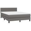 vidaXL Κρεβάτι Boxspring με Στρώμα & LED Γκρι 140x190 εκ. Συνθ. Δέρμα
