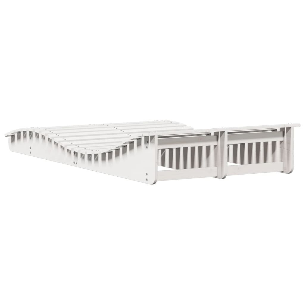 vidaXL Ξαπλώστρα Λευκό 205x110x31,5 εκ. από Μασίφ Ξύλο Πεύκου