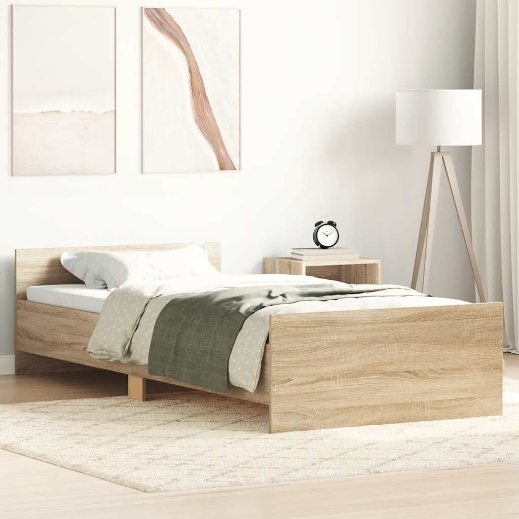 vidaXL Πλαίσιο Κρεβατιού Χωρ. Στρώμα Sonoma Δρυς 75x190εκ Επεξ. Ξύλο